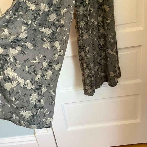 NWT Final Touch loose pants floral grey gauze wide leg - Picture 2 of 7